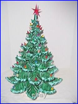 Christmas Tree Ceramic 24×17 Atlantic Mold 62+ Multi-Colored Lights Green withSnow