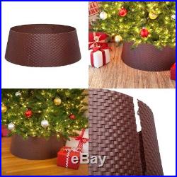 Christmas Tree Collar Wicker Brown Plastic Basket Weave Ring Base Decorations