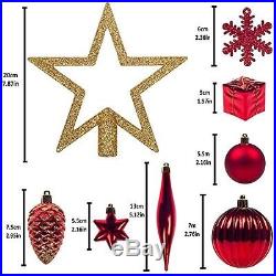 Christmas Tree Decorations Ball Ornaments, 100 Pcs, Gold, Red, Green