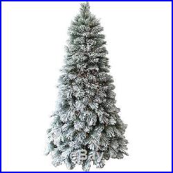 Christmas Tree Flocked Artificial Snow Pre-Lit 450 Clear Lights Holiday Decor