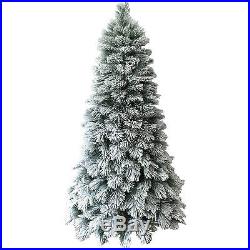 Christmas Tree Flocked Artificial Snow Pre-Lit 450 Clear Lights Holiday Decor