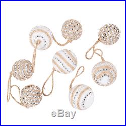 Christmas Tree Hanging Bauble Decorations (40mm & 50mm) 8 x White Hessian