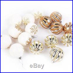 Christmas Tree Hanging Bauble Decorations (60mm) 16 x Glitter Gold / Bronze