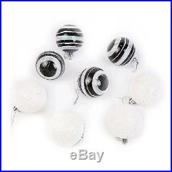 Christmas Tree Hanging Bauble Decorations (60mm) 8 x Black / White