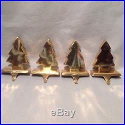 Christmas Tree Heavy Solid Polished Brass Mantel Hook Stocking Holder Hanger