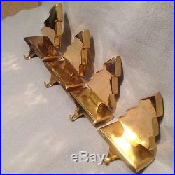 Christmas Tree Heavy Solid Polished Brass Mantel Hook Stocking Holder Hanger
