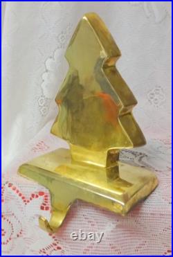 Christmas Tree Heavy Solid Unpolished Brass Mantel Hook Stocking Holder Hanger