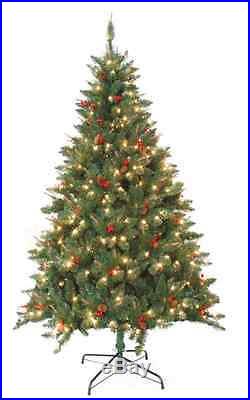 Christmas Tree Holiday Pre Lit Pine 7 foot Artificial Decorate XMas Decoration