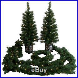 Christmas Tree Set Decor Pre Lit 5 Piece Garland Holiday Clear Lights Wreath New