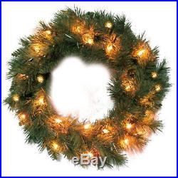 Christmas Tree Set Decor Pre Lit 5 Piece Garland Holiday Clear Lights Wreath New