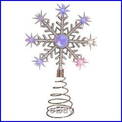Christmas Tree Topper Flashing Star Snowflake Light Up Colour Changing Led Decor
