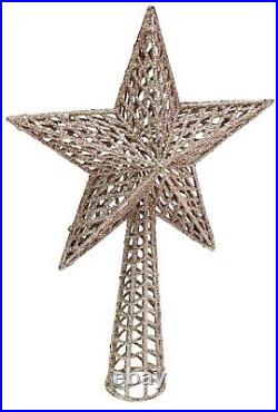 Christmas Tree Topper Star Decoration Treetop Ornaments Rose Gold Glitter 26cm