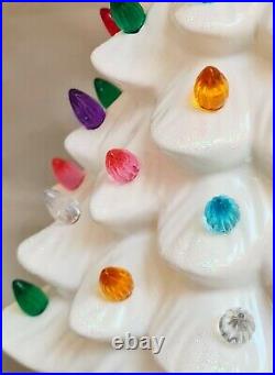 Christmas Tree White Musical Light Up Vintage Inspired Ceramic Table Decor 14