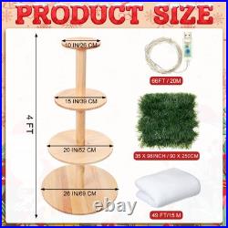 Christmas Tree Xmas Display Stand with Snow Blanket Garland and String Light