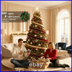 Christmas Trees 9ft Prelit, 600 Warm White&Color LED Changing Lights