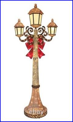 Christmas Triple Lamp Post Decoration 7' 220 LED Lights Twinkling Indoor Outdoor