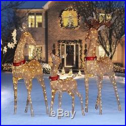 Christmas Twinkling Mesh Deer Family, Set of 3 (Brown) LED Lights ...