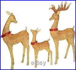 Christmas Twinkling Mesh Deer Family, Set of 3 (Brown) LED Lights Outdoor Decor