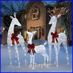 Christmas Twinkling Mesh Deer Family Set of 3 (White) LED Lights Outdoor Decor
