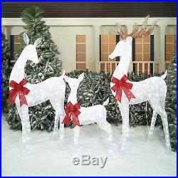 Christmas Twinkling Mesh Deer Family Set of 3 (White) LED Lights Outdoor Decor