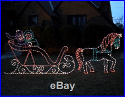 Christmas Victorian Horse & Sleigh Set Outdoor LED Lighted Decoration Wireframe