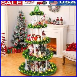 Christmas Village Display Stand 5 Tier Circular Tree Storage Holiday Decor New