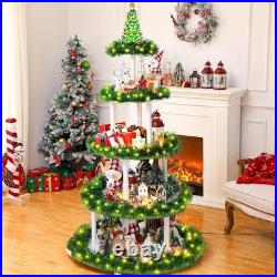 Christmas Village Display Stand 5 Tier Circular Tree Storage Holiday Decor New