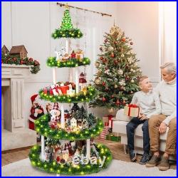 Christmas Village Display Stand 5 Tier Circular Tree Storage Holiday Decor New