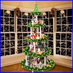 Christmas Village Display Stand 5 Tier Circular Tree Storage Holiday Decor New
