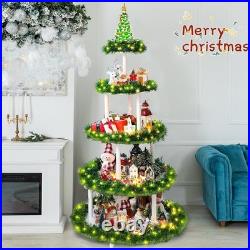 Christmas Village Display Stand 5 Tier Circular Tree Storage Holiday Decor New