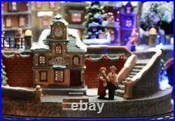Christmas Village Ornament with Moving Train LED Multicoloured