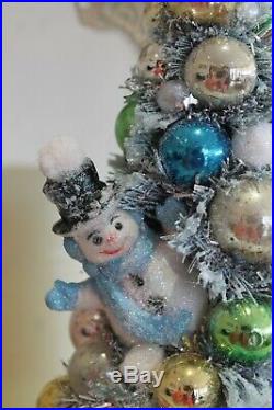 Christmas Vintage Bottle Brush Tree with Snowman Planter/Mug