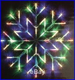 Christmas Window Snow Flake Multi Coloured Light 35x35cm Static/Flash