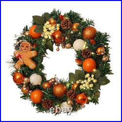 Christmas Wreath 15.7 Inch Decorative Gingerbread Wreath with Lights Christmas Wreath 15.7 Inch Decorative Gingerbread Wreath with Lights