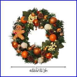 Christmas Wreath 15.7 Inch Decorative Gingerbread Wreath with Lights Christmas Wreath 15.7 Inch Decorative Gingerbread Wreath with Lights