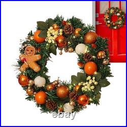 Christmas Wreath 15.7 Inch Decorative Gingerbread Wreath with Lights Christmas Wreath 15.7 Inch Decorative Gingerbread Wreath with Lights