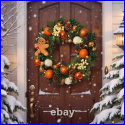 Christmas Wreath 15.7 Inch Decorative Gingerbread Wreath with Lights Christmas Wreath 15.7 Inch Decorative Gingerbread Wreath with Lights