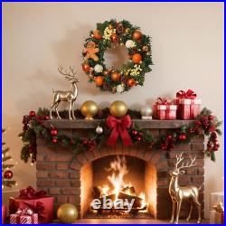 Christmas Wreath 15.7 Inch Decorative Gingerbread Wreath with Lights Christmas Wreath 15.7 Inch Decorative Gingerbread Wreath with Lights