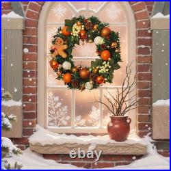 Christmas Wreath 15.7 Inch Decorative Gingerbread Wreath with Lights Christmas Wreath 15.7 Inch Decorative Gingerbread Wreath with Lights