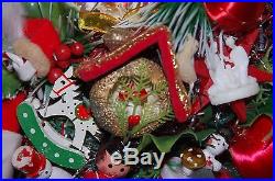Christmas Wreath Handmade Vintage Multicolor Whimsical Classy Large Full Antique