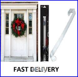 Christmas Wreath Hook, Holder Large'Over the door 28cm Hanger Silver Metal