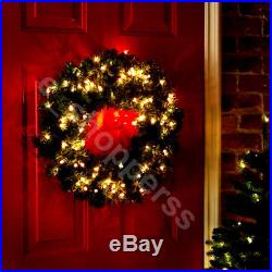 Christmas Wreath Light Up 50 x Warm WhiteLED Pre Lit Wreath 61cm Door Wall Decor