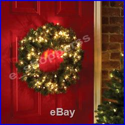 Christmas Wreath Light Up LED Pre Lit wreath Door Wall Decor 61cm