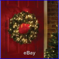 Christmas Wreath Light Up LED Pre Lit wreath Door Wall Decoration 61cm 160 Tips