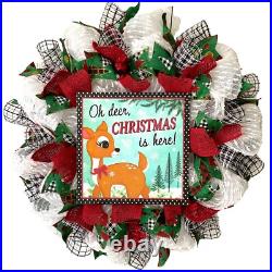 Christmas Wreath Oh deer Christmas is here Handmade Deco Mesh Wreath Christmas Wreath Oh deer Christmas is here Handmade Deco Mesh Wreath