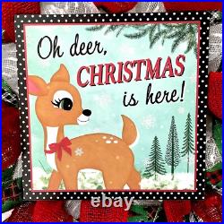 Christmas Wreath Oh deer Christmas is here Handmade Deco Mesh Wreath Christmas Wreath Oh deer Christmas is here Handmade Deco Mesh Wreath