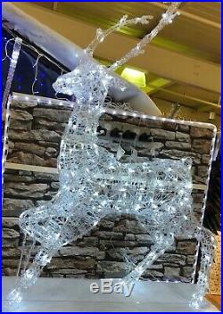 Christmas Xmas Decorations Outdoor Pre Lit LED White Lights Rattan Stag Reindeer