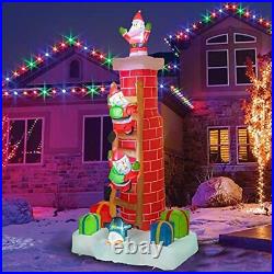 Christmas Yard Outdoor Decoration Inflatable Santa Claus Chimney with Lights 8FT