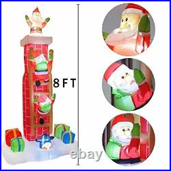 Christmas Yard Outdoor Decoration Inflatable Santa Claus Chimney with Lights 8FT