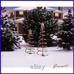 Christmas decor Tree Sculptures 3′ and 4′ Lighted Spiral 2-Pack lights outdoor